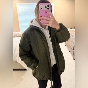 Aritzia TNA Coaches Jacket Olive - Small